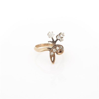 Lot 1243 - Low Karat Gold, Silver and Diamond Ring