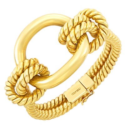 Lot 5 - Rope-Twist Gold Bangle Bracelet