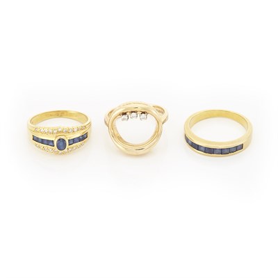 Lot 1920 - Gold and Diamond Ring, Sapphire Band Ring, Tiffany & Co., and Gold, Sapphire and Diamond Ring