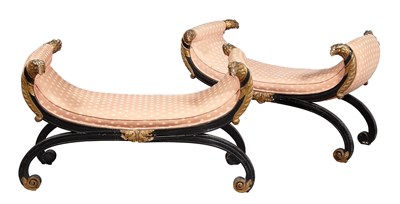 Lot 1121 - Pair of Regency Black-Painted and Parcel-Gilt...