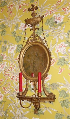 Lot 357 - Pair of George III Style Giltwood Two-Light...