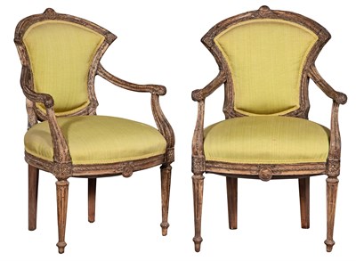 Lot 372 - Pair of Italian Neoclassical Upholstered...