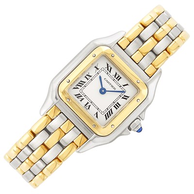 Lot 547 - Stainless Steel and Gold 'Panthère' Wristwatch, Cartier