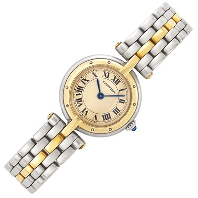Lot 598 - Stainless Steel and Gold 'Panthère Ronde' Wristwatch, Cartier