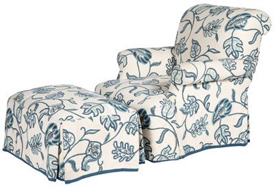 Lot 101 - Blue and White Fabric Upholstered Club Chair...