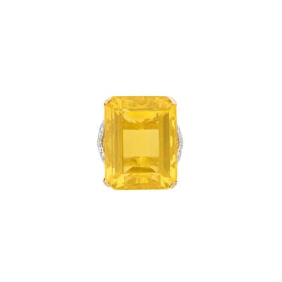 Lot 411 - Gold, Citrine and Diamond Ring