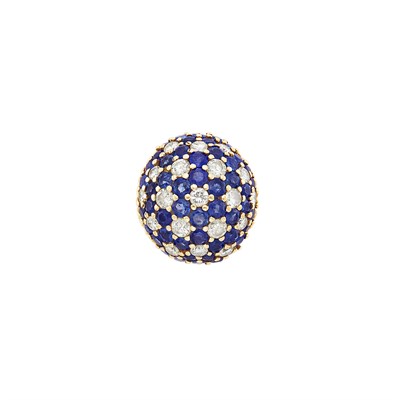 Lot 394 - Gold, Diamond and Sapphire Dome Ring