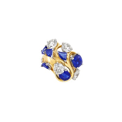 Lot 396 - Gold, Platinum, Sapphire and Diamond Ring