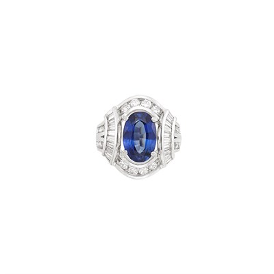Lot 416 - Platinum, Sapphire and Diamond Ring