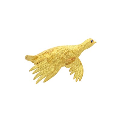 Lot 633 - Gold Grouse Bird Clip-Brooch, Hermès, Paris