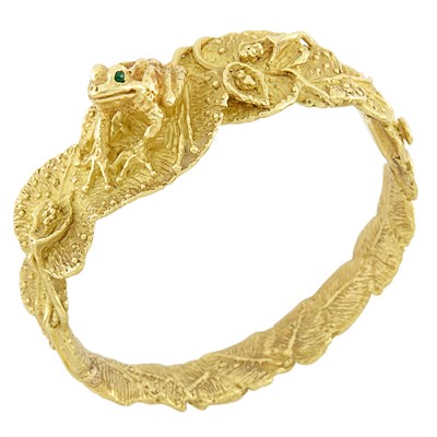 Lot 637 - Gold Frog Bangle Bracelet, André Harvey, Donald Pywell