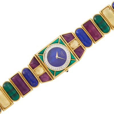 Lot 279 - Gold, Amethyst, Malachite, Citrine, Lapis and Diamond Wristwatch, Chopard