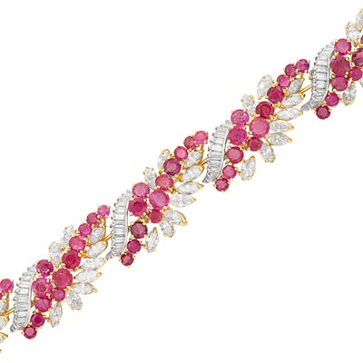 Lot 422 - Gold, Ruby and Diamond Bracelet