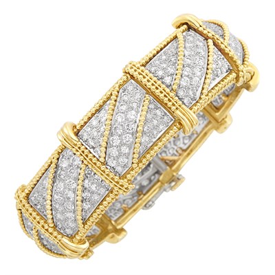 Lot 688 - Two-Color Gold and Diamond Bracelet