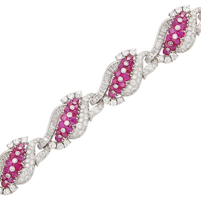 Lot 212 - Platinum, Ruby and Diamond Bracelet