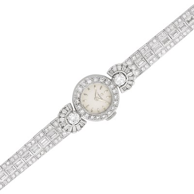 Lot 419 - Platinum and Diamond Wristwatch, Omega