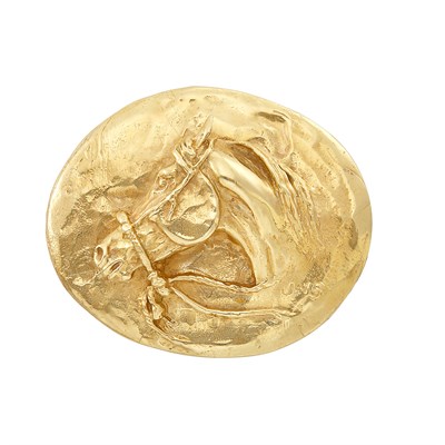 Lot 404 - Gold Horse Belt Buckle, Jack Swanson