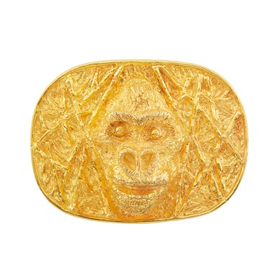 Lot 351 - High Karat Gold Gorilla Belt Buckle, Anthony J. Obara, Jr.