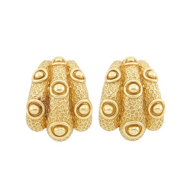 Lot 401 - Pair of Gold Earclips, France