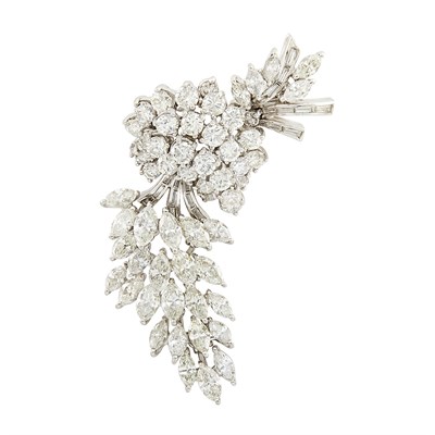 Lot 304 - Platinum and Diamond Spray Pendant-Brooch