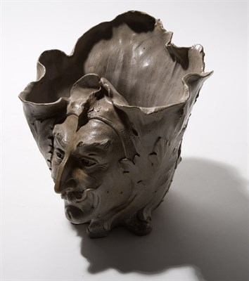 Lot 259 - Art Pottery Devil Face Sculptural Vase...