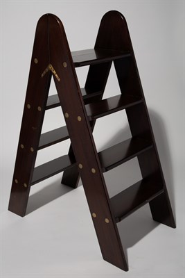 Lot 287 - Campaign Style Library Ladder Mahogany with...