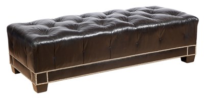 Lot 126 - Black Leather Upholstered and Tufted Bench...