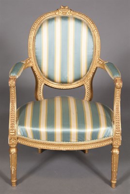 Lot 298 - Set of Four Louis XVI Style Giltwood Armchairs...