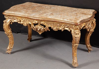 Lot 481 - Rococo Style Giltwood and Marble Low Table The...