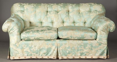Lot 172 - Green and Cream Silk-Upholstered Two-Cushion...