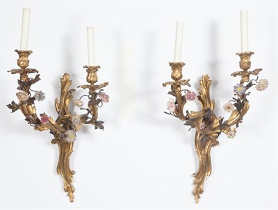 Lot 247 - Pair of Louis XV Style Gilt-Metal and...