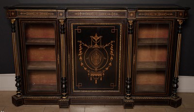 Lot 189 - Napoleon III Ebonized Wood, Marquetry and...