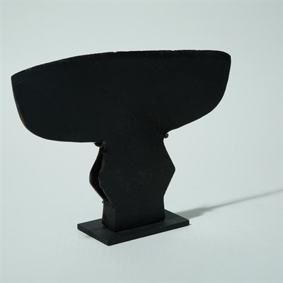 Lot 92 - Wrought Metal Axe Blade on Metal Stand Total...