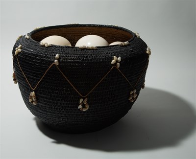 Lot 101 - Polynesian Woven Basket with a Group of...