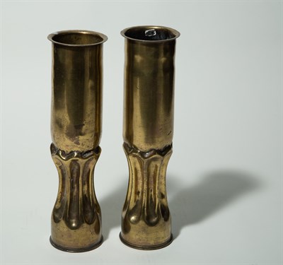 Lot 84 - Pair of Trench Art Artillery Shells WWI era...