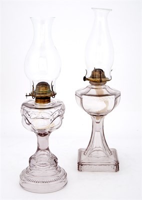 Lot 140 - Group of Four Molded Glass Oil Lamps with...