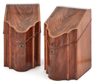 Lot 130 - Pair of George III Inlaid Mahogany Knife Boxes...