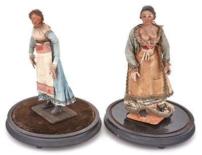 Lot 363 - Two Polychrome Wood and Terracotta Neapolitain...