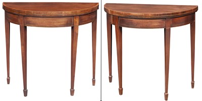 Lot 260 - Pair of George III Inlaid Mahogany Card Tables...