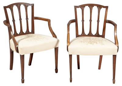 Lot 258 - Pair of George III Mahogany Open Armchairs...