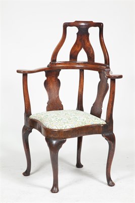 Lot 543 - George II Walnut Corner Armchair Height 44 1/2...