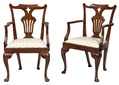 Lot 263 - Pair of George II Mahogany Open Armchairs...