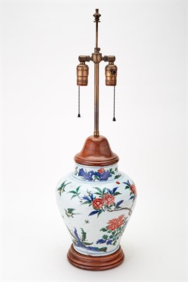 Lot 463 - Chinese Famille Verte Porcelain Vase as Lamp...