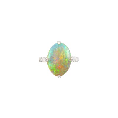 Lot 309 - Platinum, White Gold, Opal and Diamond Ring