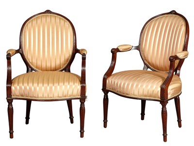 Lot 1110 - Pair of George III Mahogany Armchairs Circa...