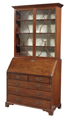 Lot 209 - George III Inlaid Mahogany Bureau Bookcase...