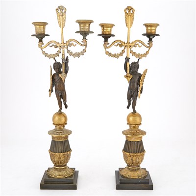 Lot 1152 - Pair of Charles X Gilt- and Patinated-Bronze...