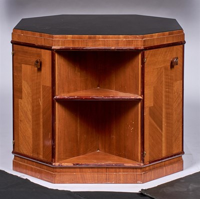 Lot 497 - Walnut and Black Lacquer Octagonal Cabinet...