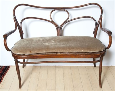 Lot 162 - Bentwood Caned Settee Height 37 inches, width...