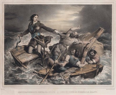 Lot 230 - A. Deveria INTRÉPIDITÉ DE PIERRE LE GRAND Hand-...